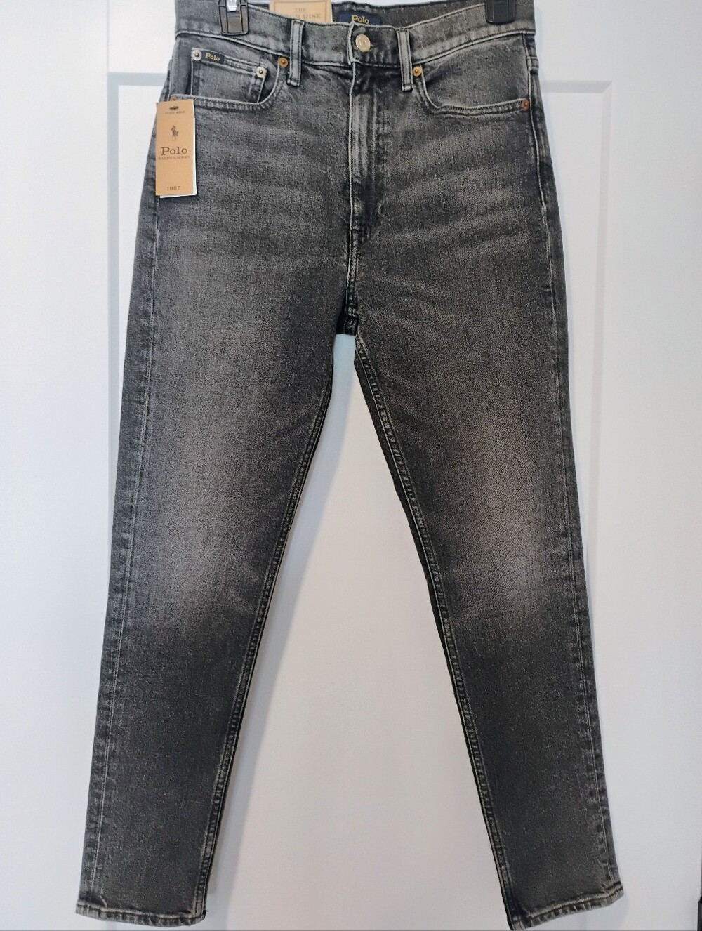 NWT 27 4 Polo Ralph Lauren High Rise Skinny Crop Black Charcoal Wash Denim Jeans